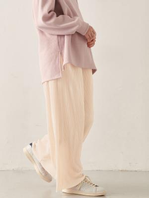 マタニティ パンツ|裾が床につかない機能付フリーカットできるプリーツパンツ マタニティ・産後【出産後も長く使える】|アイボリー