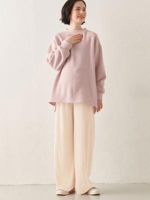 マタニティ パンツ|裾が床につかない機能付フリーカットできるプリーツパンツ マタニティ・産後【出産後も長く使える】