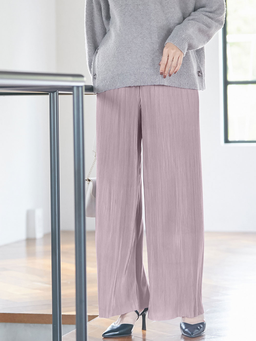 マタニティ パンツ|裾が床につかない機能付フリーカットできるプリーツパンツ マタニティ・産後【出産後も長く使える】|モーヴ