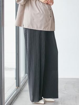 マタニティ パンツ|裾が床につかない機能付フリーカットできるプリーツパンツ マタニティ・産後【出産後も長く使える】|ブラック