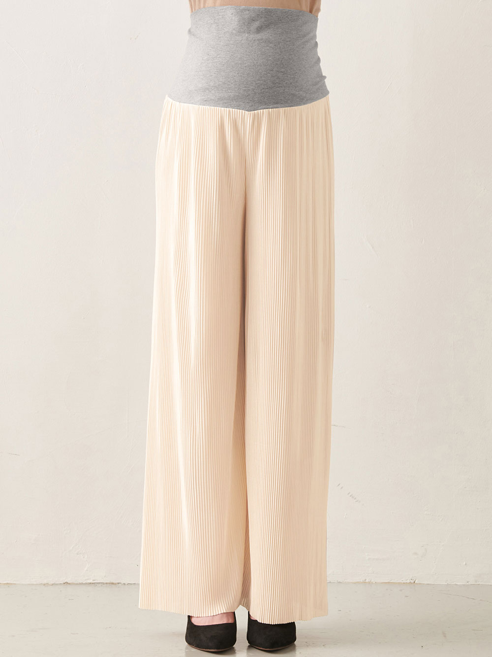 マタニティ パンツ|裾が床につかない機能付フリーカットできるプリーツパンツ マタニティ・産後【出産後も長く使える】