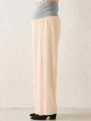 マタニティ パンツ|裾が床につかない機能付フリーカットできるプリーツパンツ マタニティ・産後【出産後も長く使える】