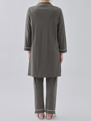 マタニティ パジャマ・ルームウェア|綿混やわらかスムースシャツパジャマ【出産後も長く使える】