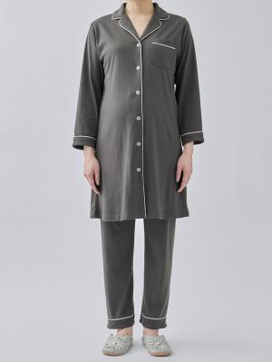 マタニティ パジャマ・ルームウェア|綿混やわらかスムースシャツパジャマ【出産後も長く使える】