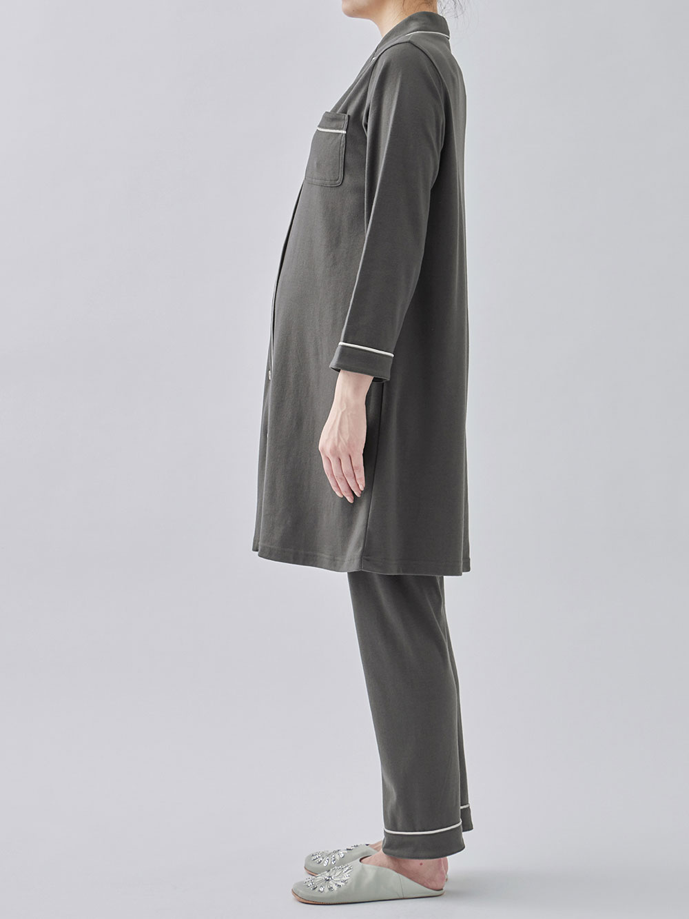 マタニティ パジャマ・ルームウェア|綿混やわらかスムースシャツパジャマ【出産後も長く使える】