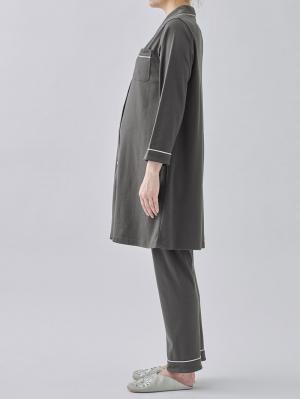 マタニティ パジャマ・ルームウェア|綿混やわらかスムースシャツパジャマ【出産後も長く使える】