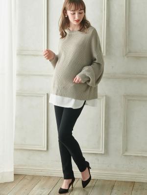 マタニティ パンツ|裏フェルトタッチ起毛スキニーパンツ　マタニティ・産後【出産後も長く使える】|ブラック