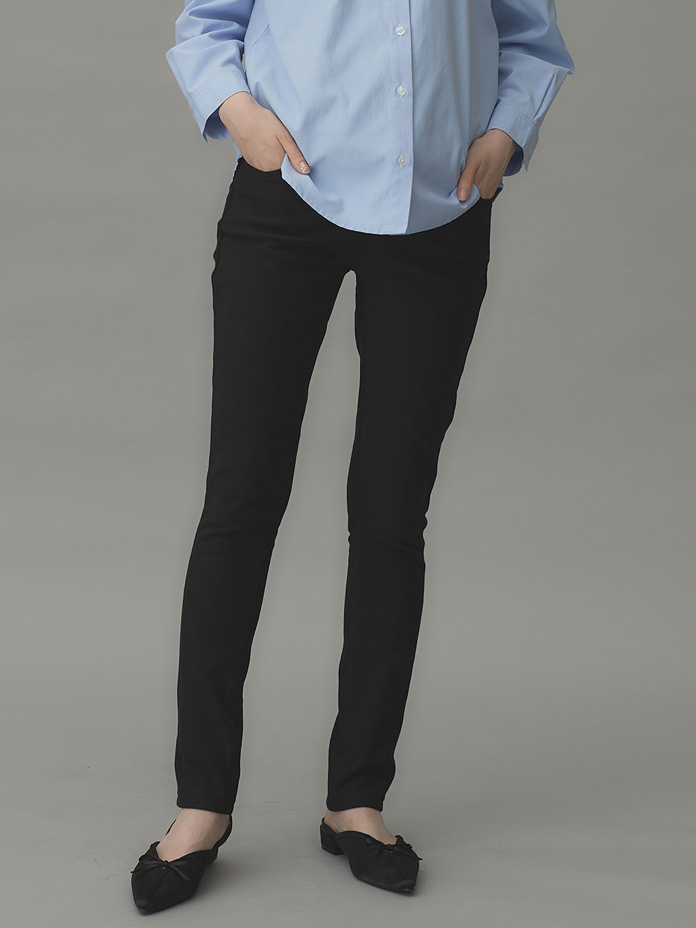 マタニティ パンツ|裏フェルトタッチ起毛スキニーパンツ　マタニティ・産後【出産後も長く使える】|ブラック