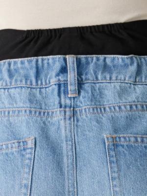 マタニティ パンツ|綿100%ワイドストレートデニム　　マタニティ・産後【出産後も長く使える】