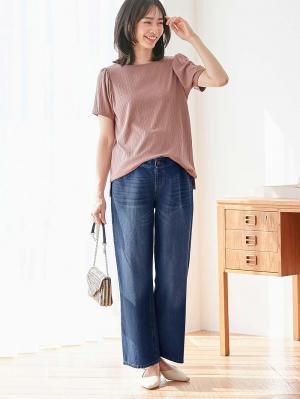 マタニティ パンツ|綿100%ワイドストレートデニム　　マタニティ・産後【出産後も長く使える】