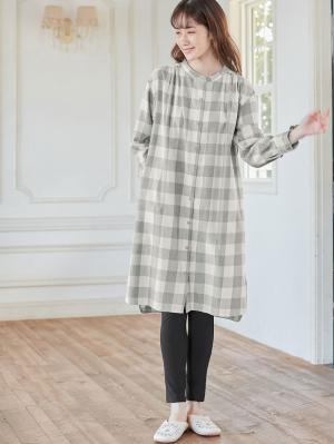 綿100%フランネルシャツワンピース＆産後も使えるレギンスパンツセット【出産後も長く使える】10250