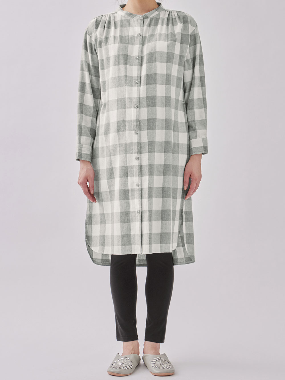 マタニティ パジャマ・ルームウェア|綿100%フランネルシャツワンピース＆産後も使えるレギンスパンツセット【出産後も長く使える】