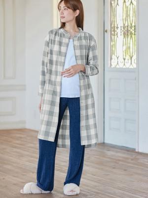 マタニティ パジャマ・ルームウェア|綿100%フランネルシャツワンピース＆産後も使えるレギンスパンツセット【出産後も長く使える】