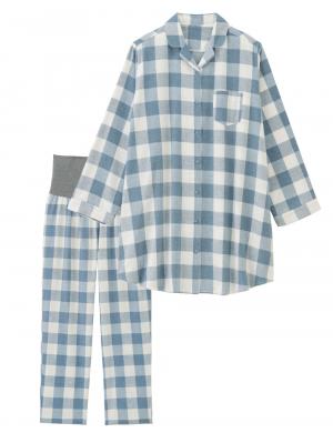 綿100%フランネルシャツパジャマセット【出産後も長く使える】 10251