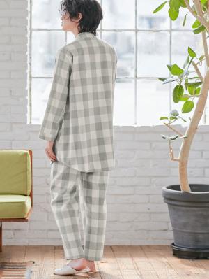 マタニティ パジャマ・ルームウェア|綿100%フランネルシャツパジャマセット【出産後も長く使える】|グレー