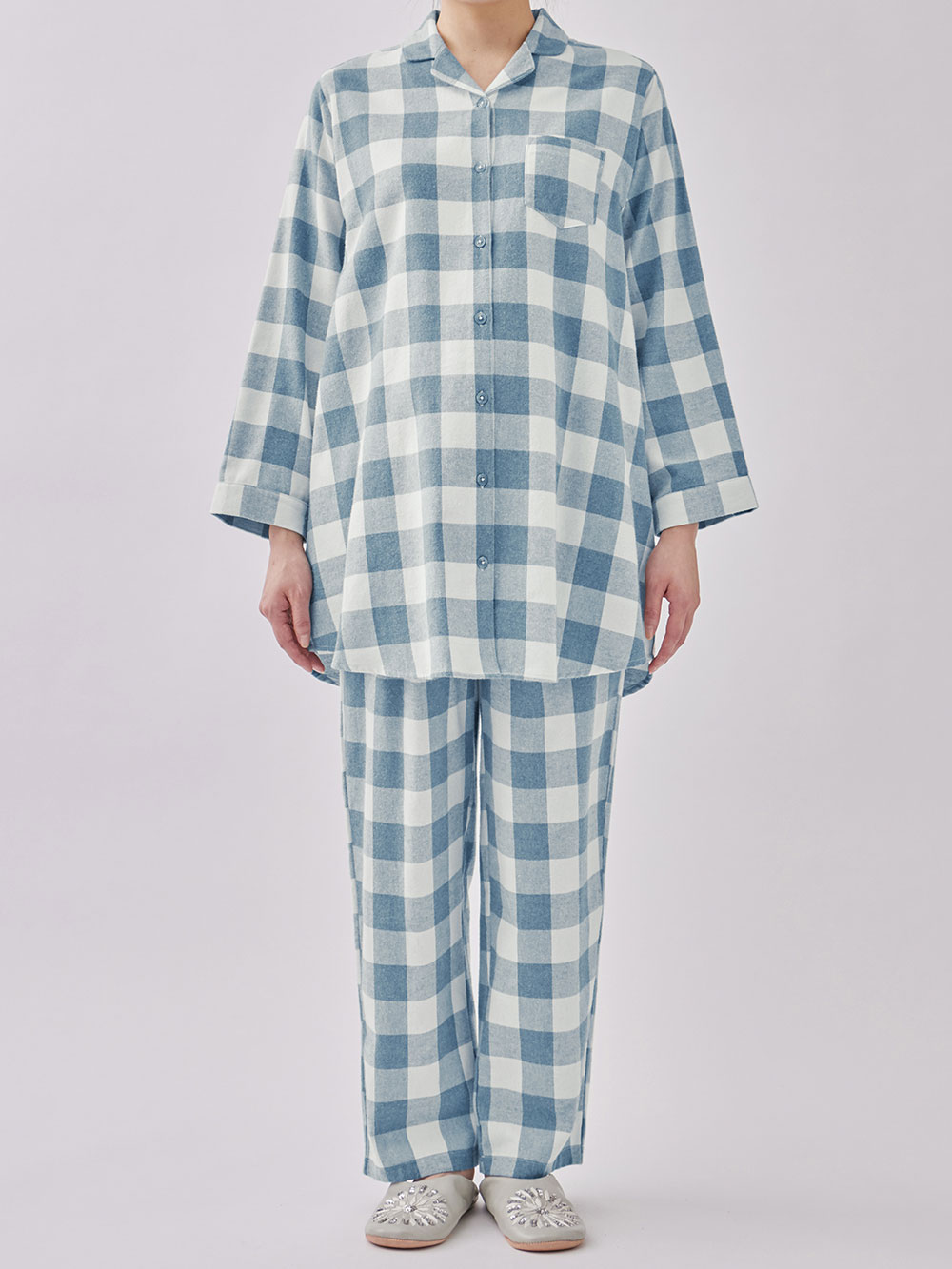 マタニティ パジャマ・ルームウェア|綿100%フランネルシャツパジャマセット【出産後も長く使える】