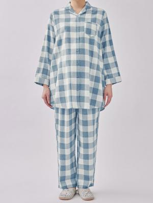 マタニティ パジャマ・ルームウェア|綿100%フランネルシャツパジャマセット【出産後も長く使える】