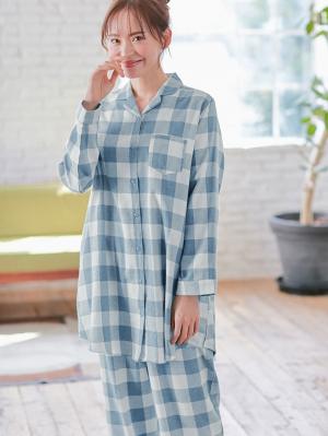 マタニティ パジャマ・ルームウェア|綿100%フランネルシャツパジャマセット【出産後も長く使える】