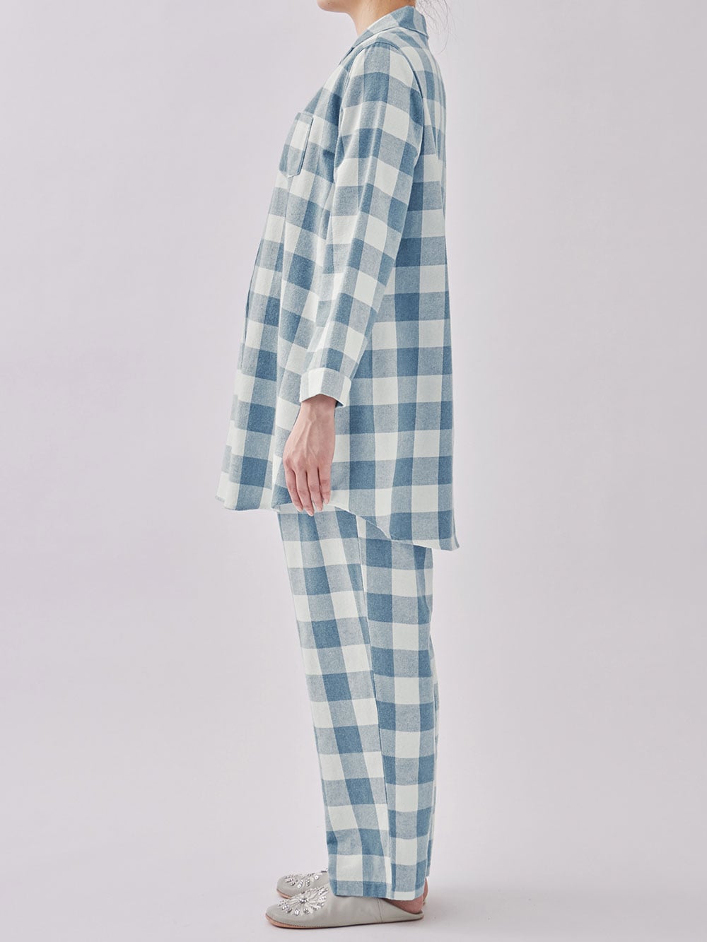 マタニティ パジャマ・ルームウェア|綿100%フランネルシャツパジャマセット【出産後も長く使える】