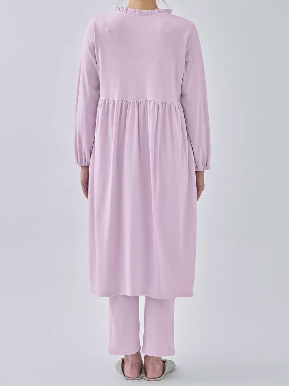 マタニティ パジャマ・ルームウェア|綿混やわらかスムース切替ギャザーパジャマ【出産後も長く使える】