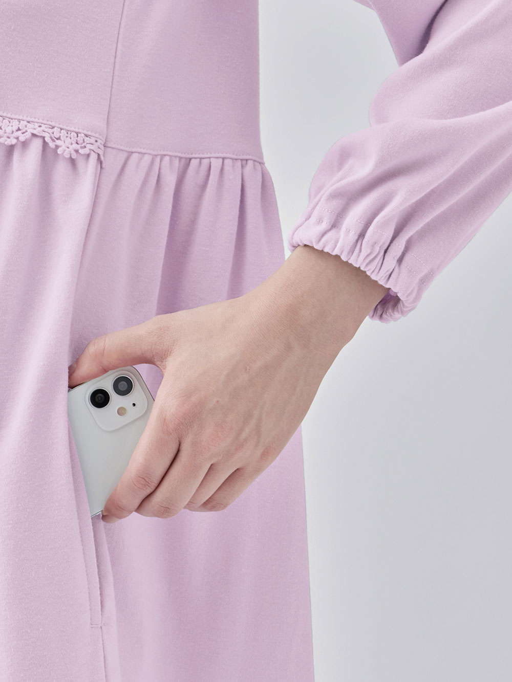 マタニティ パジャマ・ルームウェア|綿混やわらかスムース切替ギャザーパジャマ【出産後も長く使える】