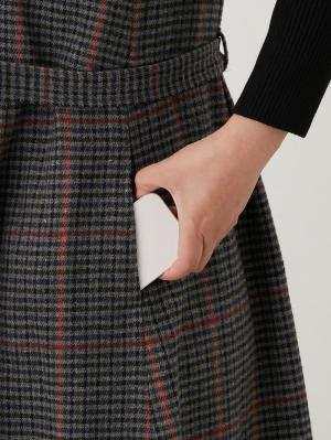 マタニティ ワンピース|チェックジャンパースカート　マタニティ・産後【出産後も長く使える】