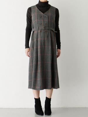 マタニティ ワンピース|チェックジャンパースカート　マタニティ・産後【出産後も長く使える】