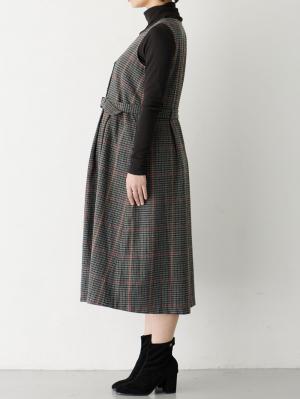 マタニティ ワンピース|チェックジャンパースカート　マタニティ・産後【出産後も長く使える】