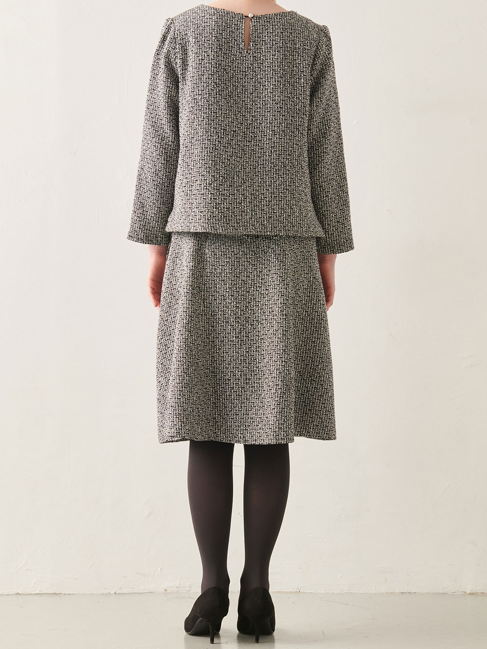 マタニティ ワンピース|ツイードトップス&フレアスカートセット　マタニティ・産後【出産後も長く使える】