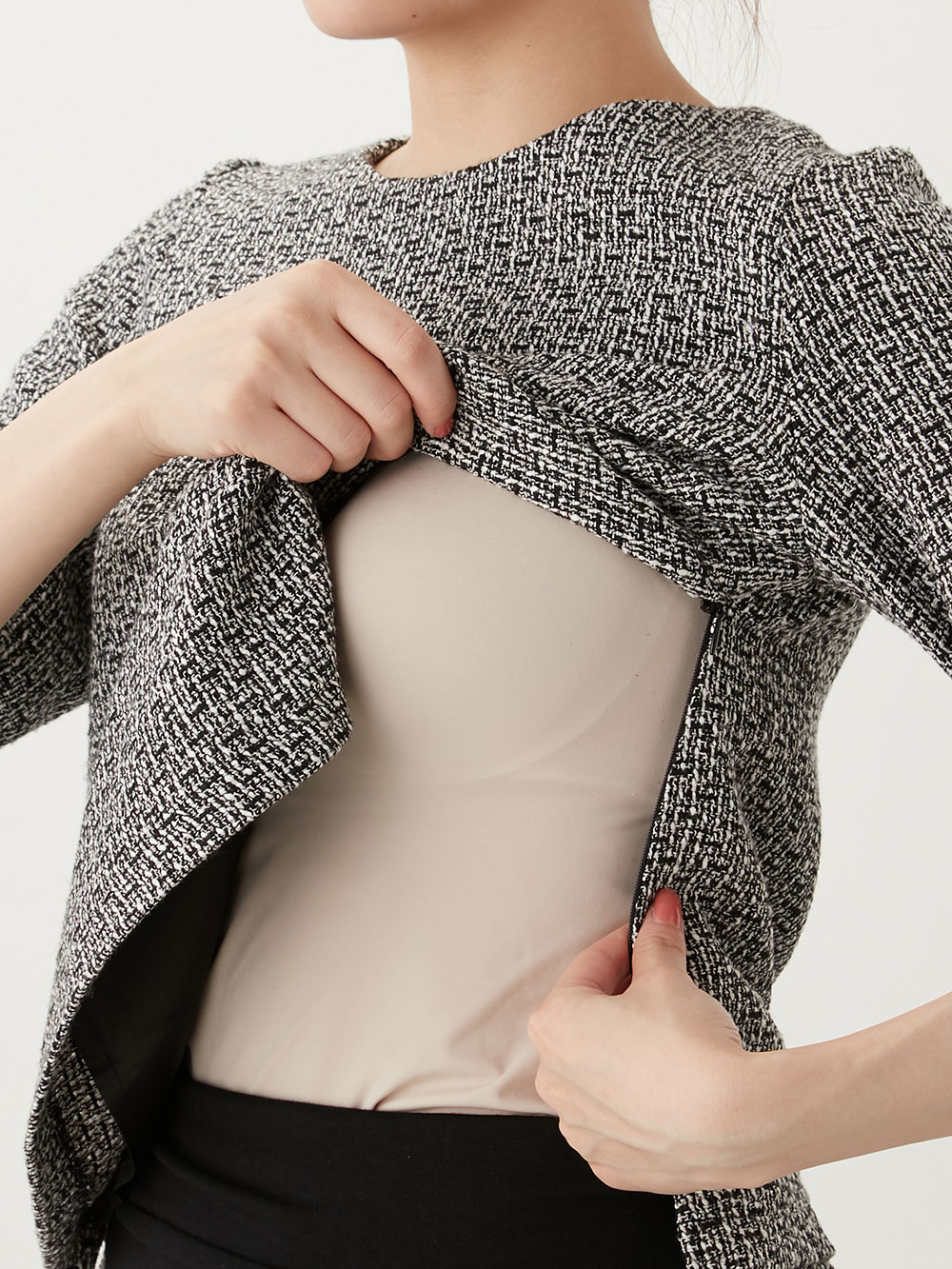 マタニティ ワンピース|ツイードトップス&フレアスカートセット　マタニティ・産後【出産後も長く使える】