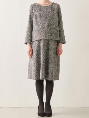 マタニティ ワンピース|ツイードトップス&フレアスカートセット　マタニティ・産後【出産後も長く使える】