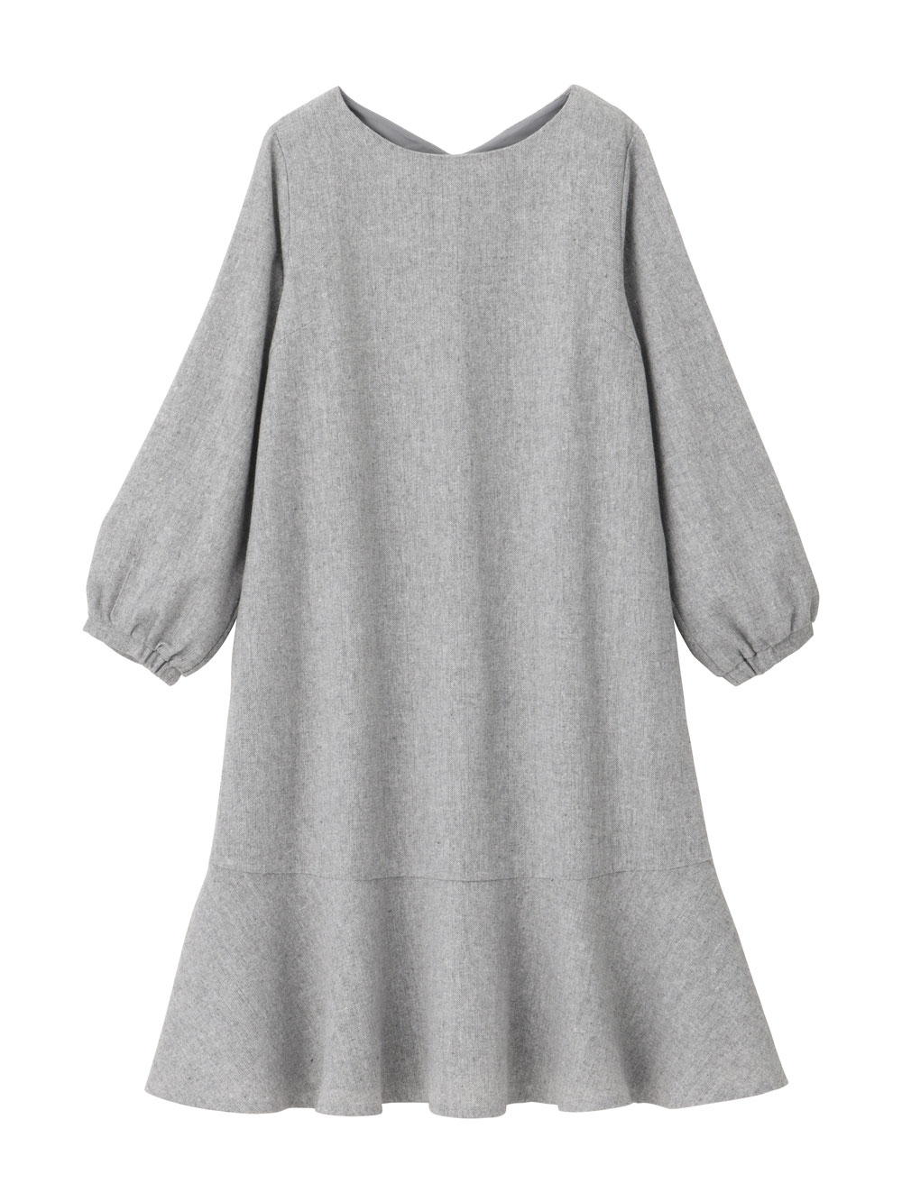 マタニティ ワンピース|裾切り替えツイードワンピース　マタニティ・産後【出産後も長く使える】|オフ×グレー