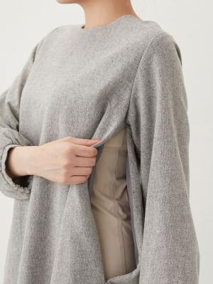 マタニティ ワンピース|裾切り替えツイードワンピース　マタニティ・産後【出産後も長く使える】