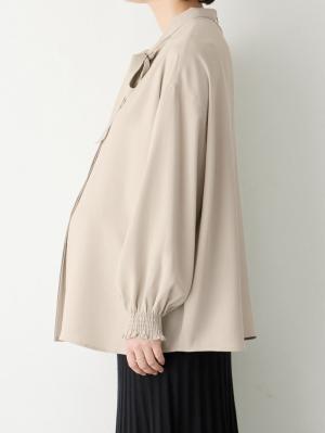 マタニティ トップス|2WAYボウタイ付きブラウス　マタニティ・産後【出産後も長く使える】