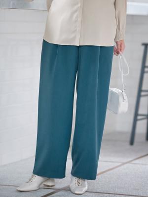 マタニティ パンツ|ウールライクワイドストレートパンツ　マタニティ・産後【出産後も長く使える】|ブルー