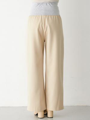 マタニティ パンツ|ウールライクワイドストレートパンツ　マタニティ・産後【出産後も長く使える】