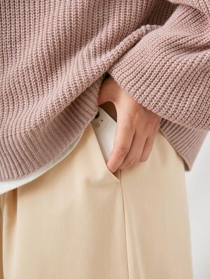 マタニティ パンツ|ウールライクワイドストレートパンツ　マタニティ・産後【出産後も長く使える】