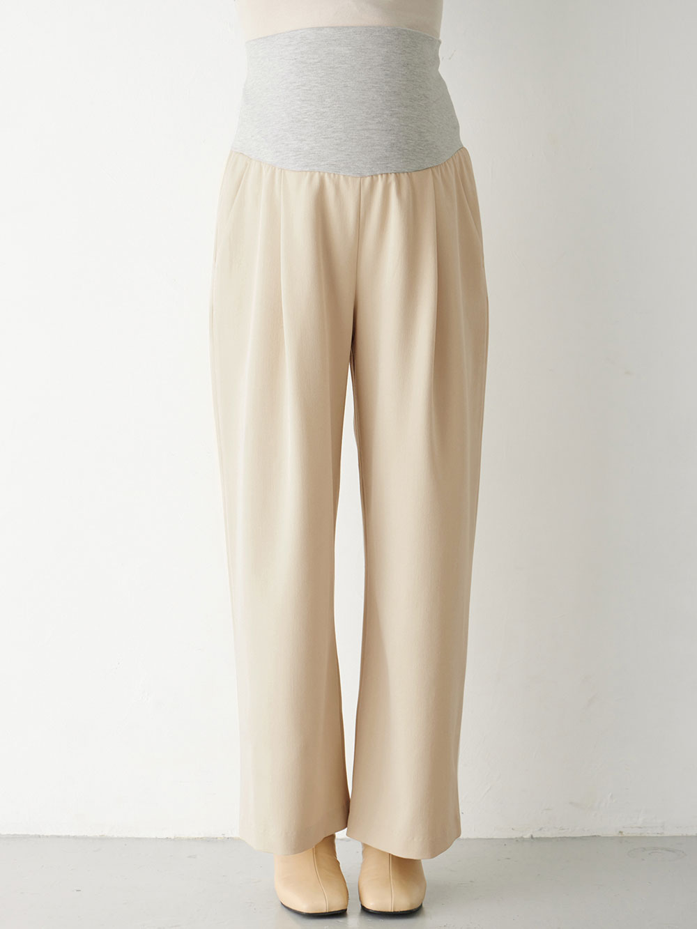 マタニティ パンツ|ウールライクワイドストレートパンツ　マタニティ・産後【出産後も長く使える】