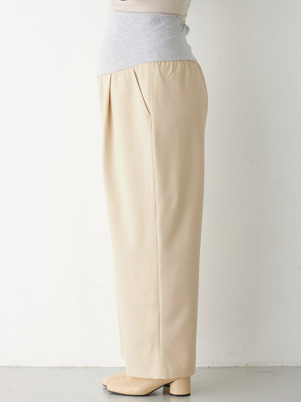 マタニティ パンツ|ウールライクワイドストレートパンツ　マタニティ・産後【出産後も長く使える】