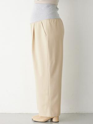 マタニティ パンツ|ウールライクワイドストレートパンツ　マタニティ・産後【出産後も長く使える】