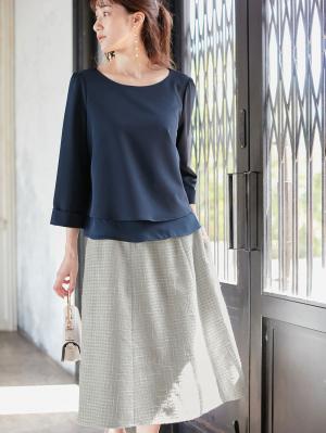 マタニティ スカート|カラーツイードフレアスカート【出産後も長く使える】|ペールグレー