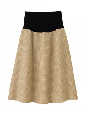 マタニティ スカート|カラーツイードフレアスカート【出産後も長く使える】|ベージュ