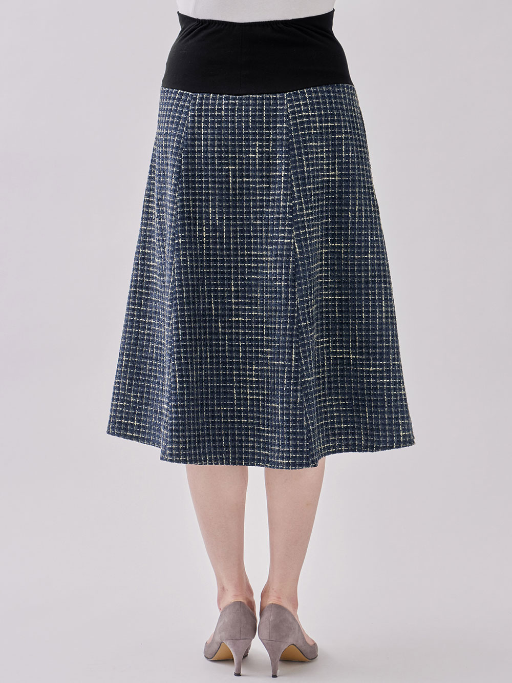 マタニティ スカート|カラーツイードフレアスカート【出産後も長く使える】