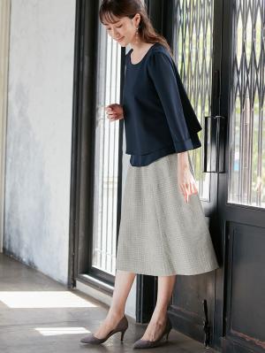 マタニティ スカート|カラーツイードフレアスカート【出産後も長く使える】