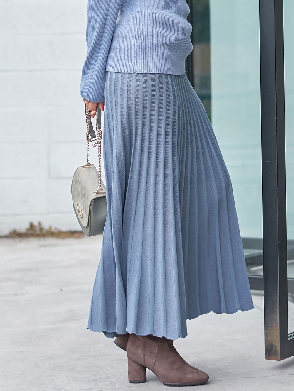 マタニティ スカート|ニットフレアスカート　マタニティ・産後【出産後も長く使える】|ブルーグレー