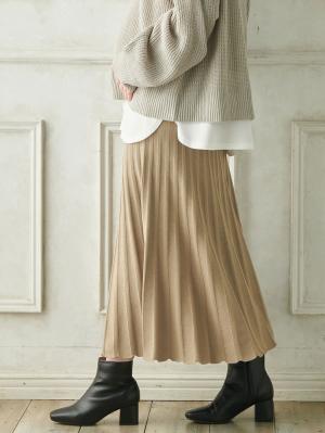 マタニティ スカート|ニットフレアスカート　マタニティ・産後【出産後も長く使える】|ベージュ
