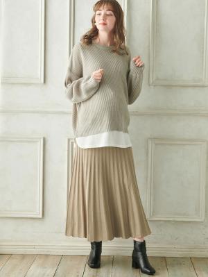 マタニティ スカート|ニットフレアスカート　マタニティ・産後【出産後も長く使える】|ベージュ