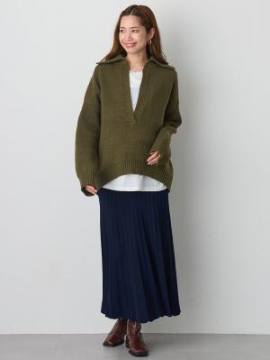 マタニティ スカート|ニットフレアスカート　マタニティ・産後【出産後も長く使える】|ネイビー