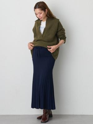 マタニティ スカート|ニットフレアスカート　マタニティ・産後【出産後も長く使える】|ネイビー