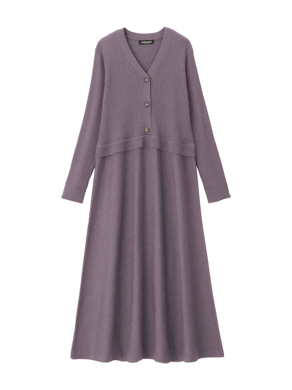 マタニティ ワンピース|レイヤード風ニットワンピース マタニティ・産後【出産後も長く使える】|パープル